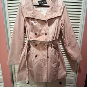 GUESS Light Pink Double-Breasted Trench Coat